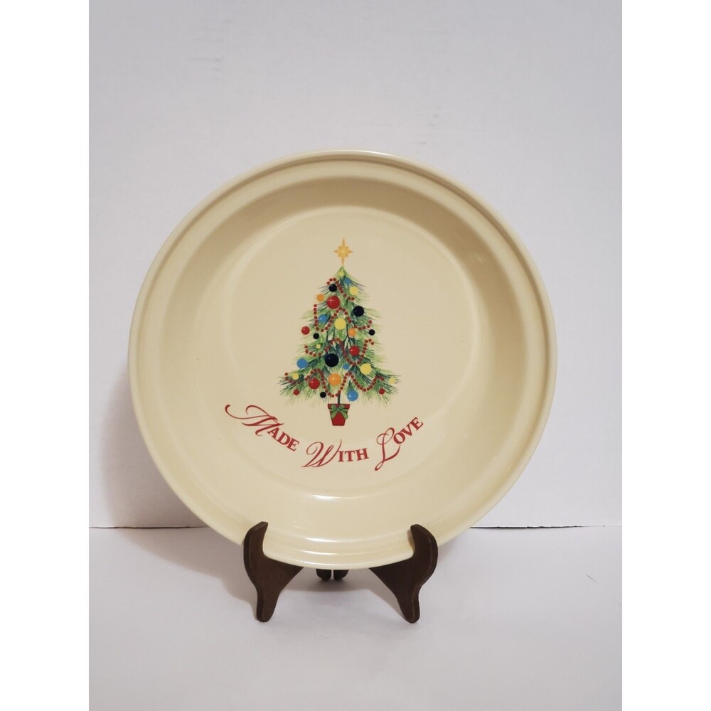 Fiesta Christmas Tree Pie Deep Dish Baker 10.25” Ivory Ceramic Made With Love